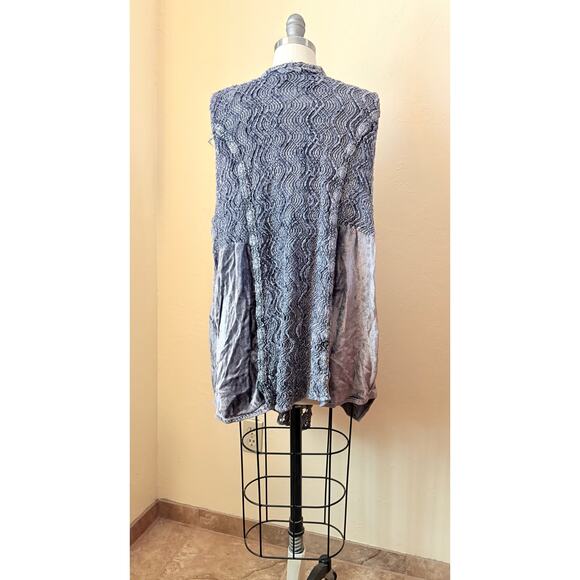 VTG Chorisia Italy Lace Women's Vest Gray Velvet Crochet Boho Duster Size S/M - Picture 6 of 9